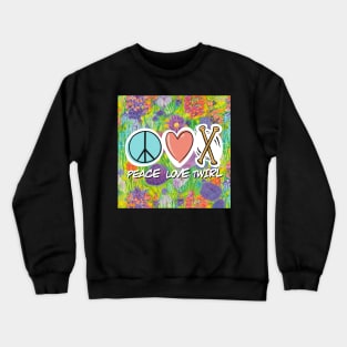 Peace Love Twirl symbol pastel flowers design Crewneck Sweatshirt